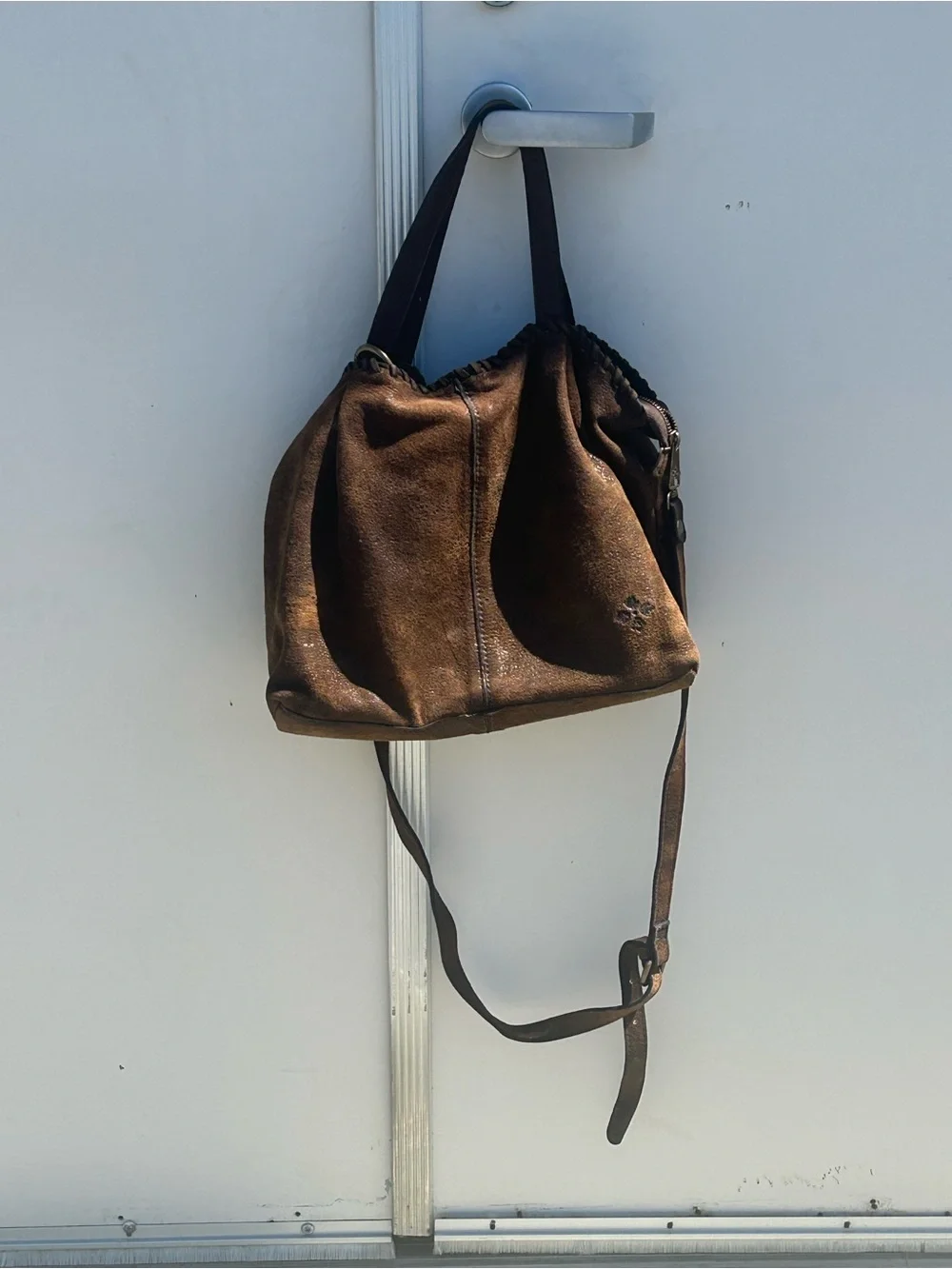 Patricia Nash Tan and Brown ITALIAN LEATHER with Braided Strap